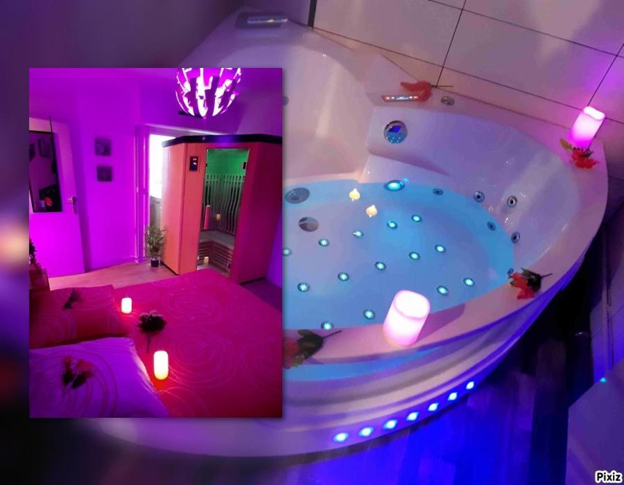 ביסקארוס Luxe Sauna Privatif Et Grand Bain Jacuzzi A Deux A Biscarosse Plage Pour Nuit Romantique Avec Decoration Led Et Bougies מראה חיצוני תמונה